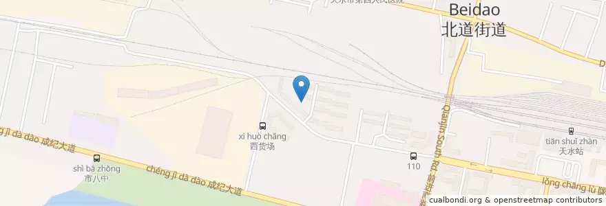 Mapa de ubicacion de 道南幼儿园 en China, Gansu, 天水市, 麦积区, 道南街道, 道北街道.