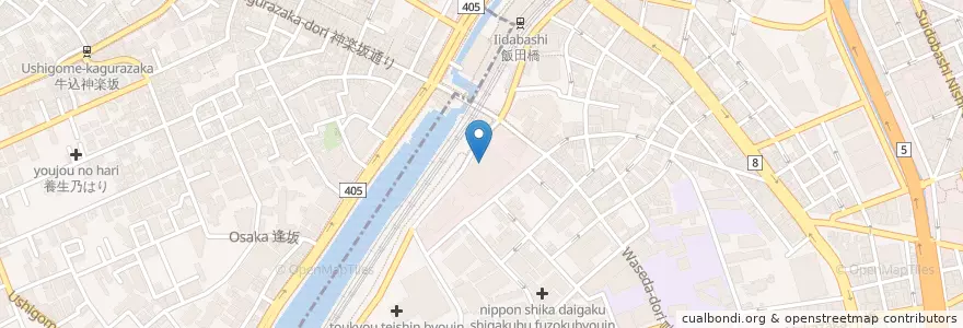 Mapa de ubicacion de 飯田橋郵便局 en Япония, Токио, Тиёда.