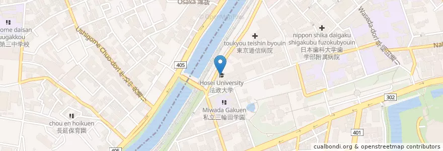 Mapa de ubicacion de 法政大学 en Japan, 東京都, 千代田区.
