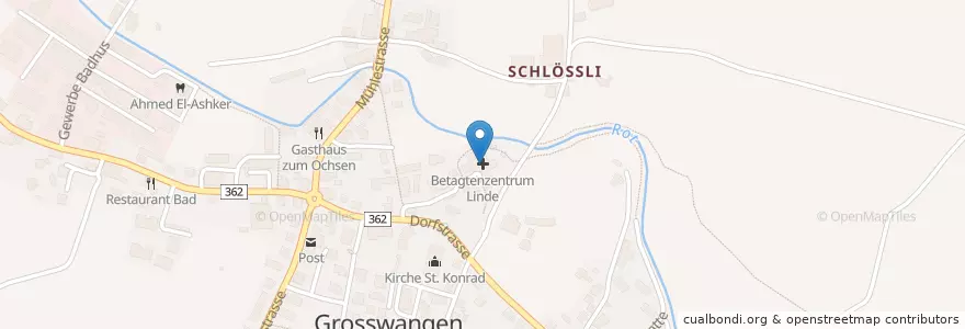 Mapa de ubicacion de Betagtenzentrum Linde en İsviçre, Luzern, Grosswangen.