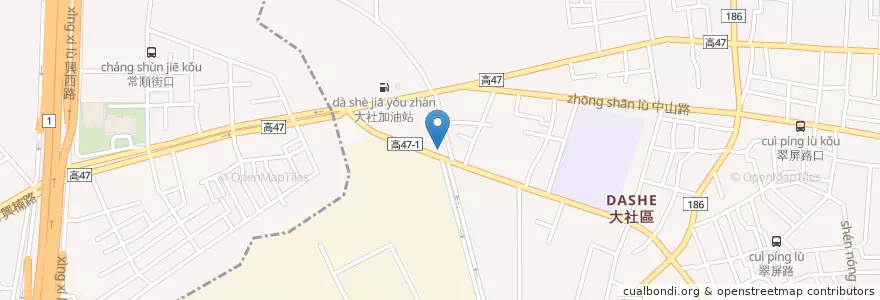Mapa de ubicacion de 逐臭留香 臭豆腐世家 en 臺灣, 高雄市, 大社區.