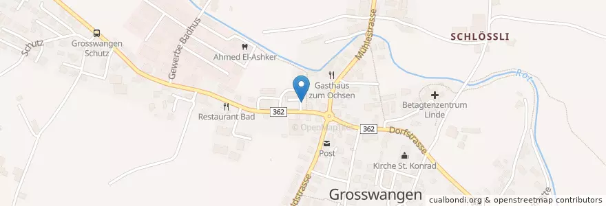 Mapa de ubicacion de Feuerwehrmagazin en Svizzera, Lucerna, Grosswangen.
