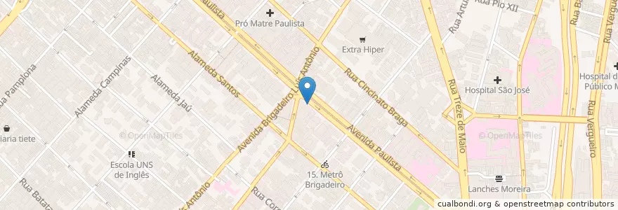 Mapa de ubicacion de Estação 92 Brigadeiro en البَرَازِيل, المنطقة الجنوبية الشرقية, ساو باولو, Região Geográfica Intermediária De São Paulo, Região Metropolitana De São Paulo, Região Imediata De São Paulo, ساو باولو.