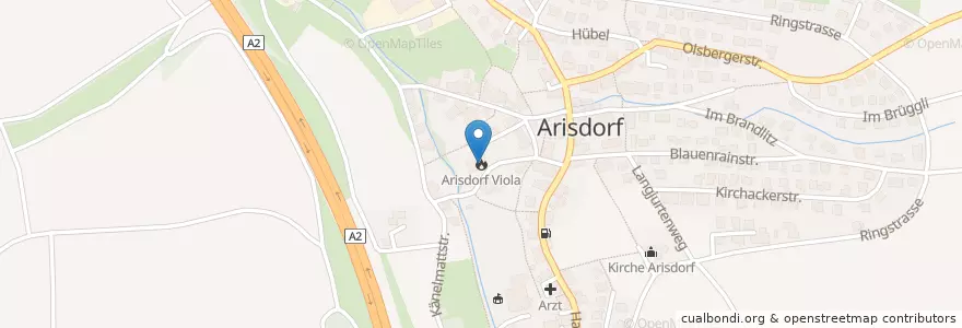 Mapa de ubicacion de Arisdorf Viola en Schweiz, Basel-Landschaft, Bezirk Liestal, Arisdorf.