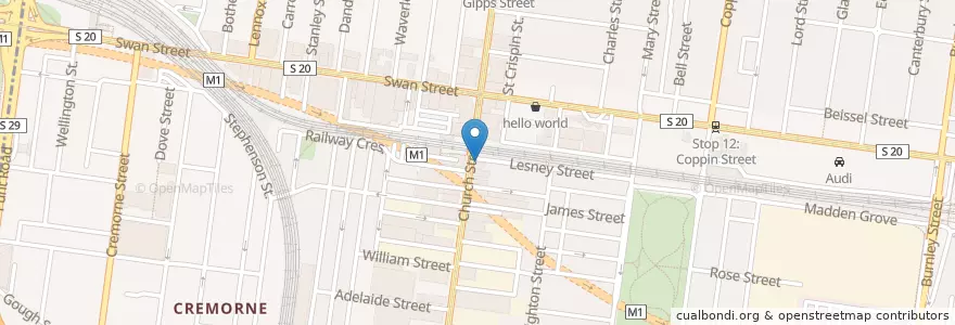 Mapa de ubicacion de Harlow en Australie, Victoria, City Of Yarra.