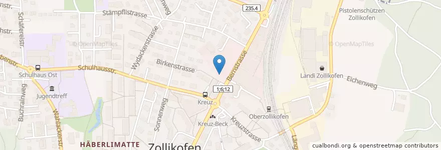 Mapa de ubicacion de Zentrum Zollikofen en Schweiz/Suisse/Svizzera/Svizra, Bern/Berne, Verwaltungsregion Bern-Mittelland, Verwaltungskreis Bern-Mittelland, Zollikofen.