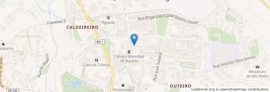 Mapa de ubicacion de União de Bandas de Águeda en 葡萄牙, Aveiro, Centro, Baixo Vouga, Águeda, Águeda E Borralha.