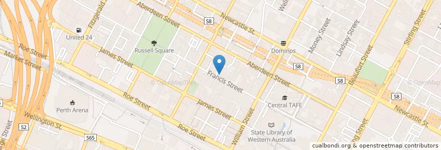 Mapa de ubicacion de Hao Szechan en Australia, Western Australia, City Of Perth.