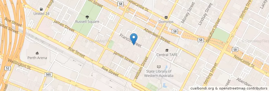 Mapa de ubicacion de Australia Post en Australia, Australia Occidental, City Of Perth.
