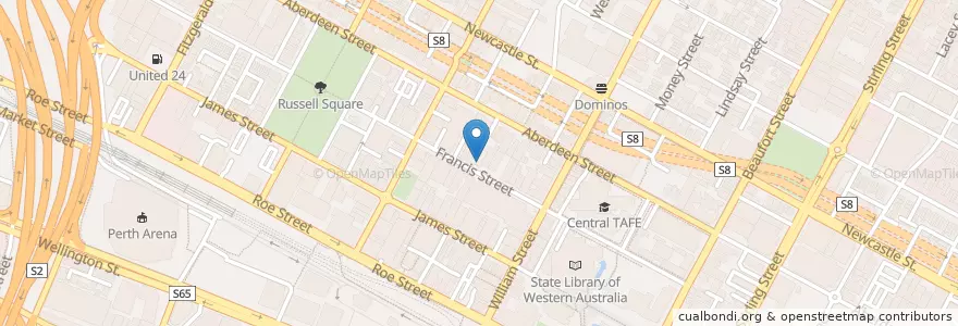 Mapa de ubicacion de Dragon Karaoke en Australia, Western Australia, City Of Perth.