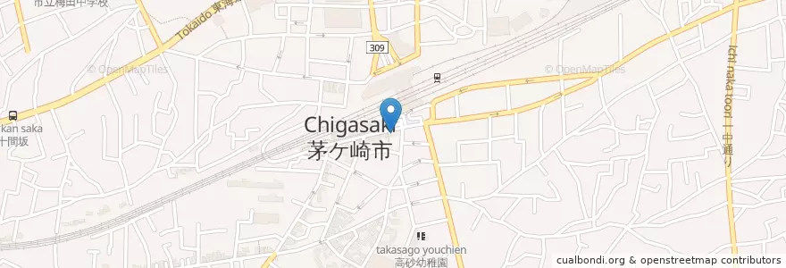 Mapa de ubicacion de 神奈川銀行 en Japonya, 神奈川県, 茅ヶ崎市.