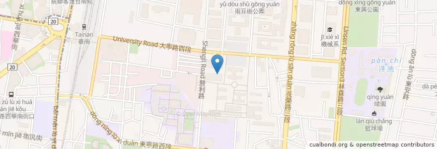 Mapa de ubicacion de 金大鋤壽喜燒 en Taiwán, 臺南市, 東區.