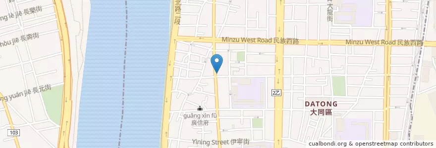 Mapa de ubicacion de 旗魚新竹米粉 en 台湾, 新北市, 台北市, 大同区.