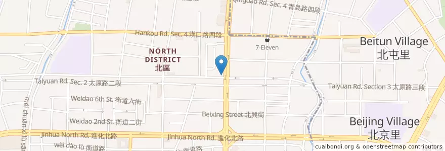 Mapa de ubicacion de NU PASTA en 타이완, 타이중 시, 베이툰 구, 베이구.