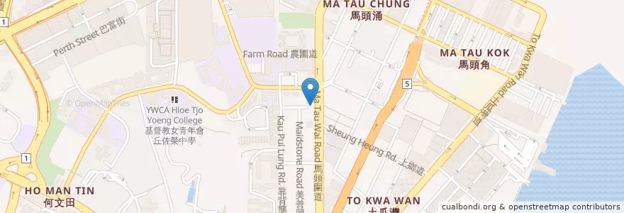 Mapa de ubicacion de 完善素食 en China, Guangdong, Hongkong, Kowloon, New Territories, 九龍城區 Kowloon City District.