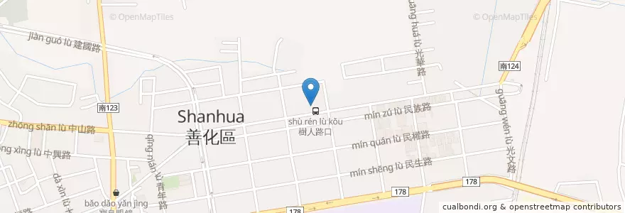 Mapa de ubicacion de 善化區衛生所 en Taiwán, 臺南市, 善化區.