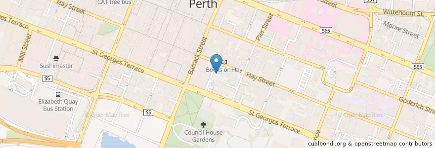 Mapa de ubicacion de Saint Larry Café en Australië, West-Australië, City Of Perth.