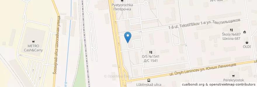 Mapa de ubicacion de Аптека.ру en Rusland, Centraal Federaal District, Moskou, Юго-Восточный Административный Округ, Район Текстильщики.