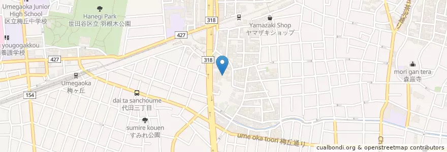 Mapa de ubicacion de 代田教会 en Jepun, 東京都, 世田谷区.