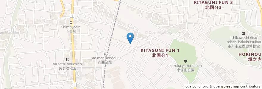 Mapa de ubicacion de 愛宕神社 en Japonya, 千葉県, 市川市.