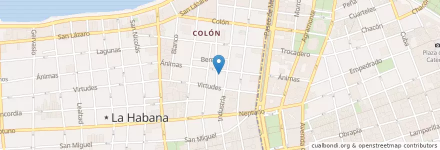 Mapa de ubicacion de Comida barata en کوبا, La Habana, Centro Habana.