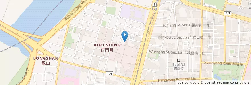 Mapa de ubicacion de 365台灣小吃 en Taiwán, Nuevo Taipéi, Taipéi, 萬華區.