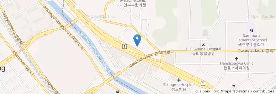 Mapa de ubicacion de 좋은이웃교회 en 韩国/南韓, 京畿道, 安养市, 東安區.