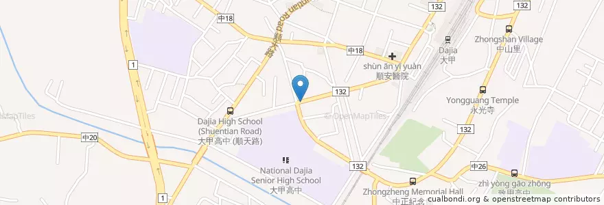 Mapa de ubicacion de 美味晨食 en Taiwan, Taichung, Dajia District.