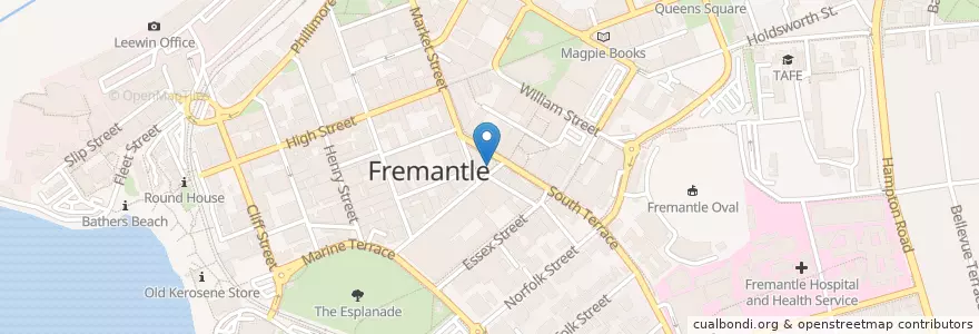 Mapa de ubicacion de Beerpourium en Австралия, Западная Австралия, City Of Fremantle.
