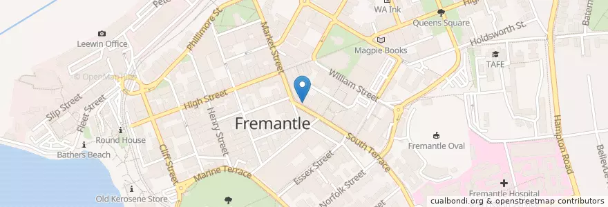 Mapa de ubicacion de Dolce Vita en Australië, West-Australië, City Of Fremantle.