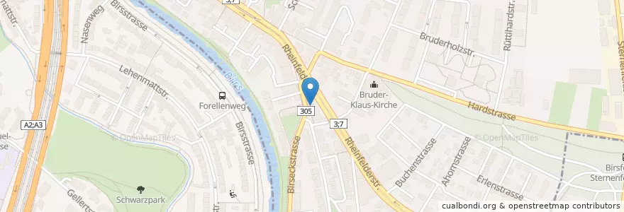 Mapa de ubicacion de Café Bar Santana en Suíça, Basel-Landschaft, Bezirk Arlesheim, Birsfelden.