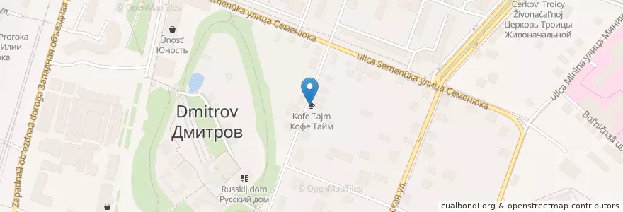 Mapa de ubicacion de Кофе Тайм en Rusia, Distrito Federal Central, Óblast De Moscú, Дмитровский Городской Округ.