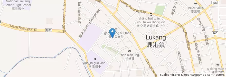 Mapa de ubicacion de 在地人 en Taïwan, Province De Taïwan, Comté De Changhua, 鹿港鎮.