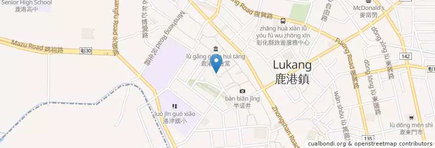 Mapa de ubicacion de ELLEN鐵馬咖啡 en تايوان, مقاطعة تايوان, مقاطعة تشانغوا, 鹿港鎮.