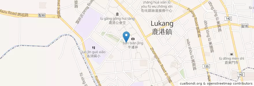 Mapa de ubicacion de 老街麵食館 en Taiwan, 臺灣省, 彰化縣, 鹿港鎮.