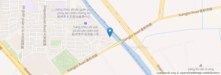 Mapa de ubicacion de 水上巴士 - 大關站 en Çin, Zhejiang, Hangzhou, 下城区.