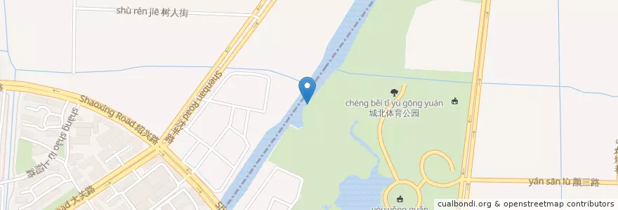 Mapa de ubicacion de 水上巴士 - 城北體育站 en China, Zhejiang, Hangzhou City, Gongshu District.