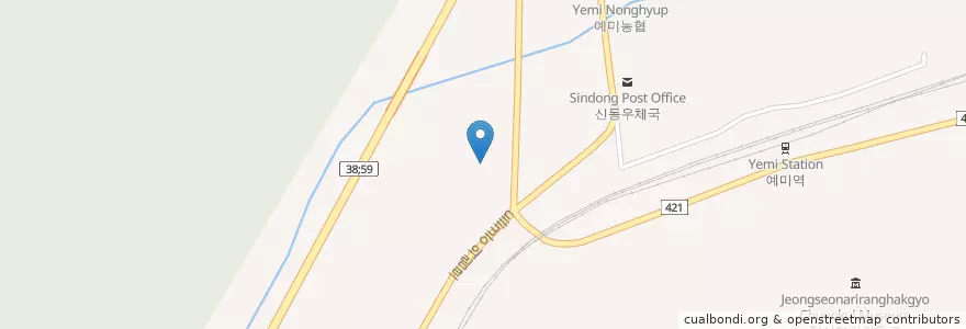 Mapa de ubicacion de 신동읍사무소 en 대한민국, 강원도, 정선군.