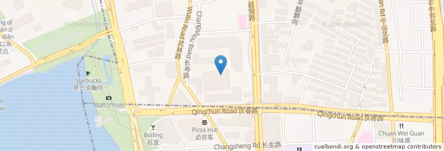 Mapa de ubicacion de 城中啤酒 en China, Zhejiang, Hangzhou, Xiacheng.
