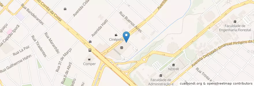 Mapa de ubicacion de Bob's en البَرَازِيل, المنطقة المركزية الغربية, ماتو غروسو, Região Geográfica Intermediária De Cuiabá, Microrregião De Cuiabá, كويابا.