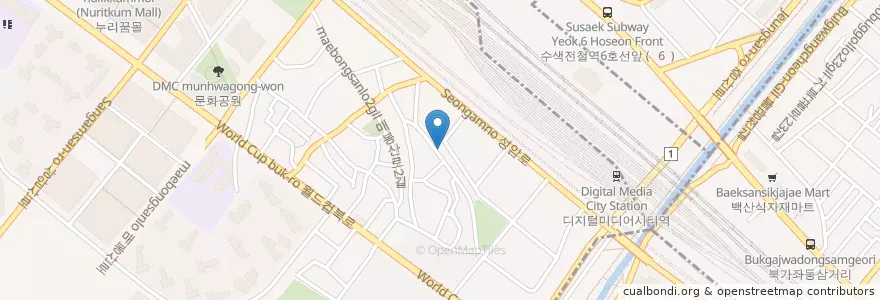 Mapa de ubicacion de 청춘호프 en Coreia Do Sul, Seul, 마포구, 상암동.