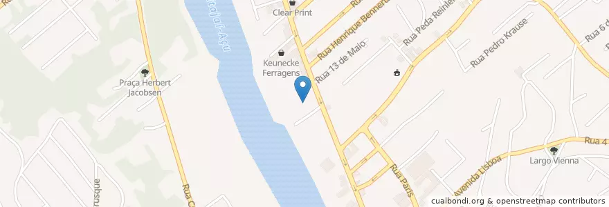 Mapa de ubicacion de Oficina da Tia Débora en 巴西, 南部, 圣卡塔琳娜, Região Geográfica Intermediária De Blumenau, Microrregião De Blumenau, 布盧梅瑙.