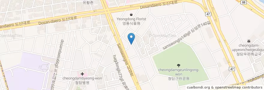 Mapa de ubicacion de 레스토랑 온(구 시옷서울) en Corea Del Sur, Seúl, 강남구, 청담동.