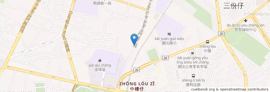 Mapa de ubicacion de 告訴我早餐 en Taiwan, 臺南市, 北區.