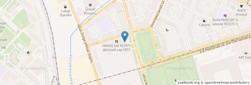Mapa de ubicacion de Отделение связи №125252 en Russie, District Fédéral Central, Moscou, Северный Административный Округ, Район Сокол.