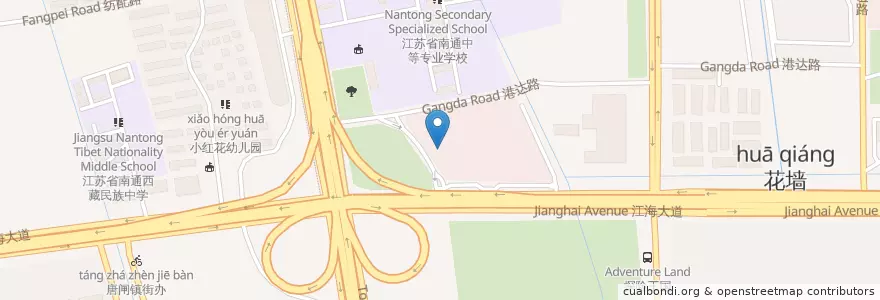Mapa de ubicacion de 中国银行 en China, 南通市, 港闸区, 唐闸镇街道.