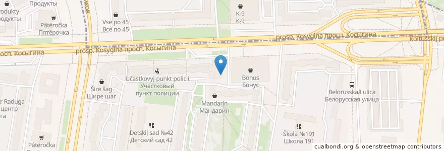 Mapa de ubicacion de Эндорфин en Russland, Föderationskreis Nordwest, Oblast Leningrad, Sankt Petersburg, Красногвардейский Район, Округ Пороховые.