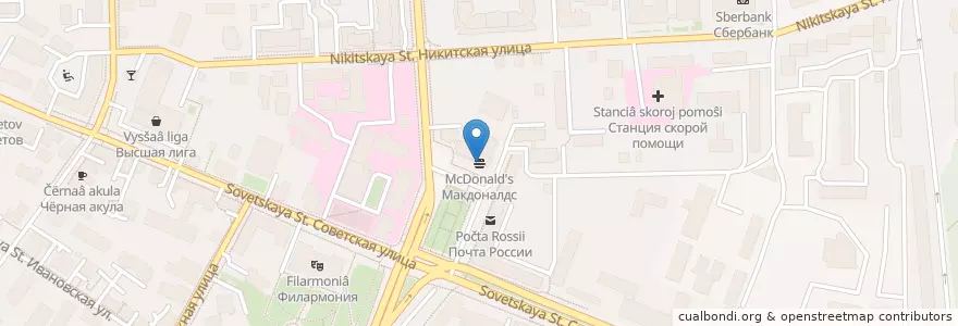 Mapa de ubicacion de McDonald's en Russland, Föderationskreis Zentralrussland, Oblast Kostroma, Костромской Район, Городской Округ Кострома.