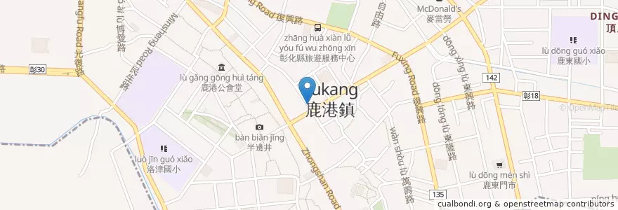 Mapa de ubicacion de 富林鍋燒麵 en Taïwan, Province De Taïwan, Comté De Changhua, 鹿港鎮.