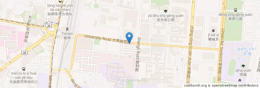 Mapa de ubicacion de 皇平牛肉陽春麵 en 臺灣, 臺南市, 東區.